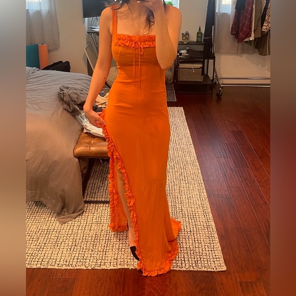 Sheer Ruffled Long Dress - Picture 4 of 5